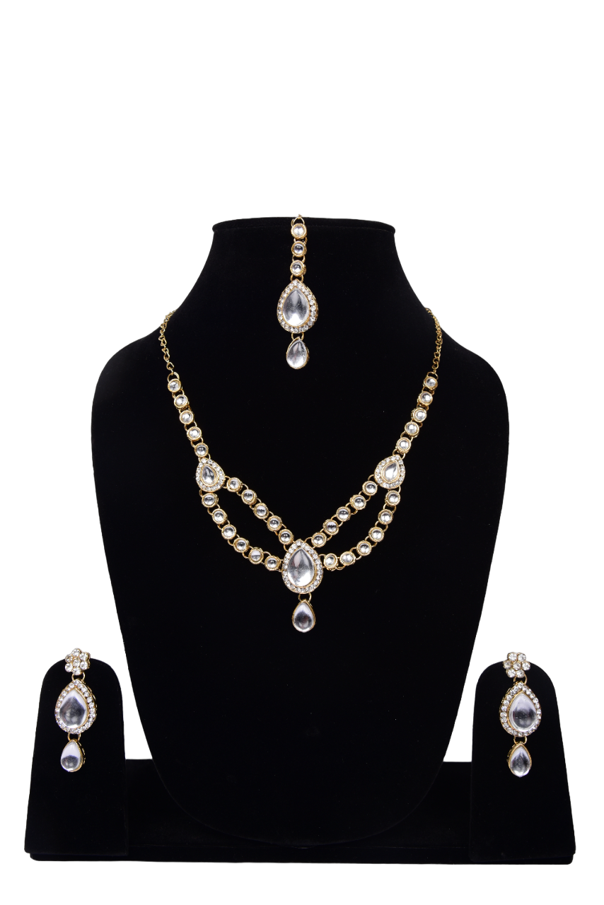 Namokriti Designer Gold-Plated Kundan Jewelry Set – Perfect for Weddings & Festive Occasions